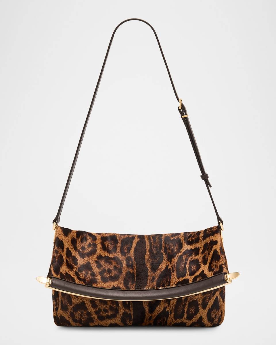 Magenta Animal-Print Calf Hair Shoulder Bag